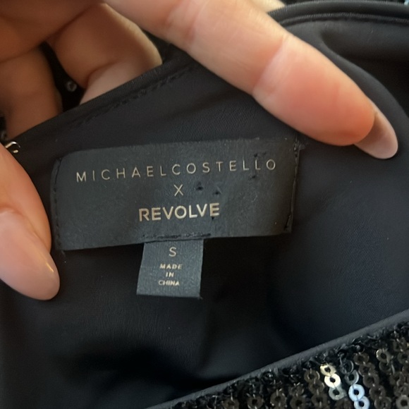 NWOT Michael Costello x Revolve Adrianna Black Sequin Mini Dress - Picture 3 of 9